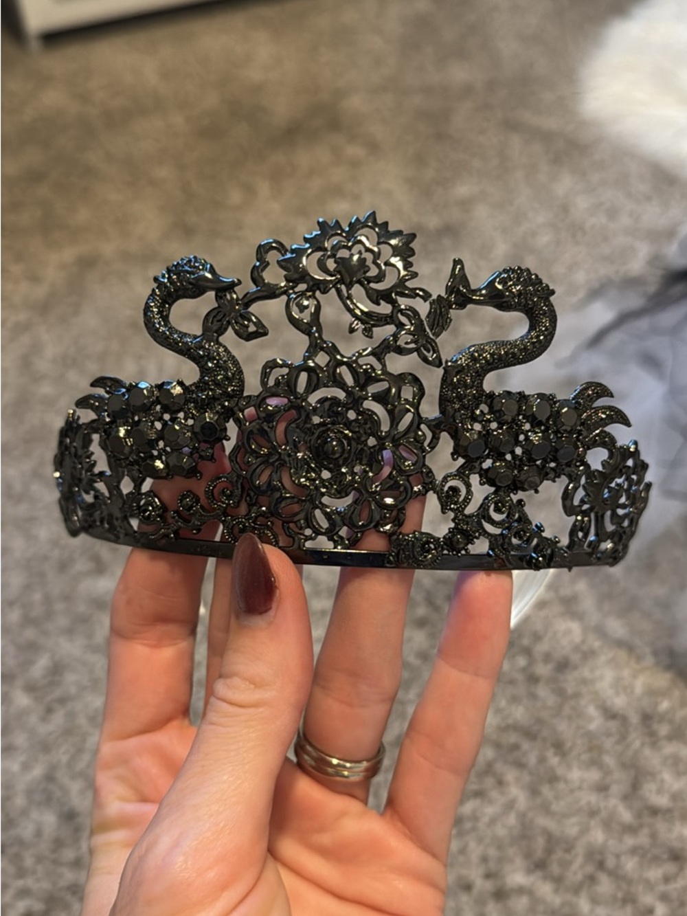 Black Swan Tiara Crown and Tutu Costume Set for Halloween - Women Accessories